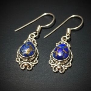 Matrix Lapis Lazuli Sterling Silver Dangle Earrings
